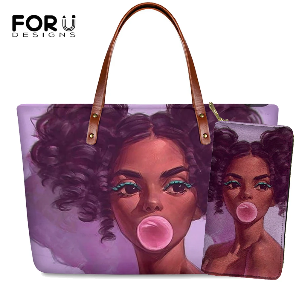 

Женские сумки с верхней ручкой FORUDESIGNS, большие размеры, черные, королевский дизайн, 2 шт./компл., сумка-тоут через плечо, женские вместительные...