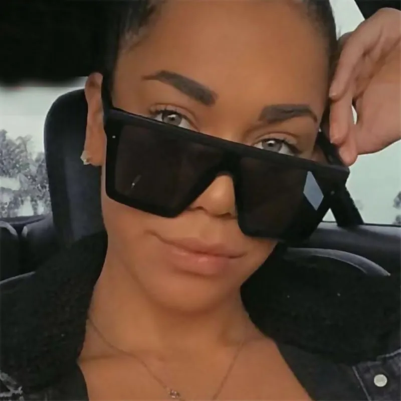 Женские солнцезащитные очки с градиентом большие квадратные зеркальные в