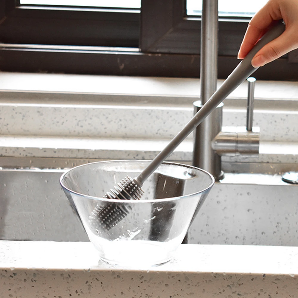 Щетка для молочных бутылок резиновая щетка из ТПР с длинной ручкой чистящая