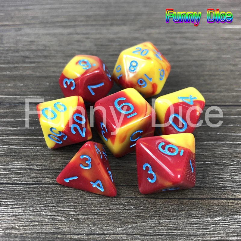Разноцветные 2 цвета s многогранные кубики 7 игральные кости набор для DnD RPG игр
