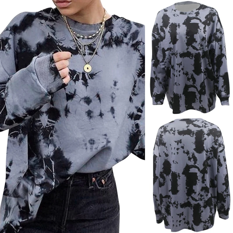 

Tie Dye Women Fashion Long Sleeve Hoodie Sweatshirt Oversized Harajuku Jumper Hooded Pullover Tops