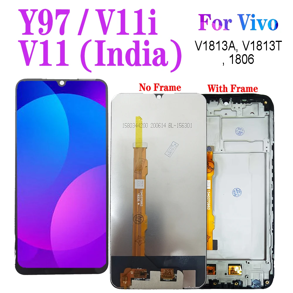 ЖК-дисплей 6,3 дюйма для Vivo V11i 1806, ЖК-дисплей с рамкой Y97, V1813A, V1813T, дисплей с сенсорным дигитайзером в сборе, V11 (Индия), сменный ЖК-дисплей