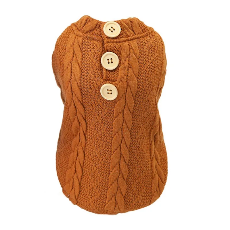

Pet Warm Accessories Knitting Costume Plaid Dog Thickening Sweater Knitting Dog Sweater With Buttons Decor Pet Supplies