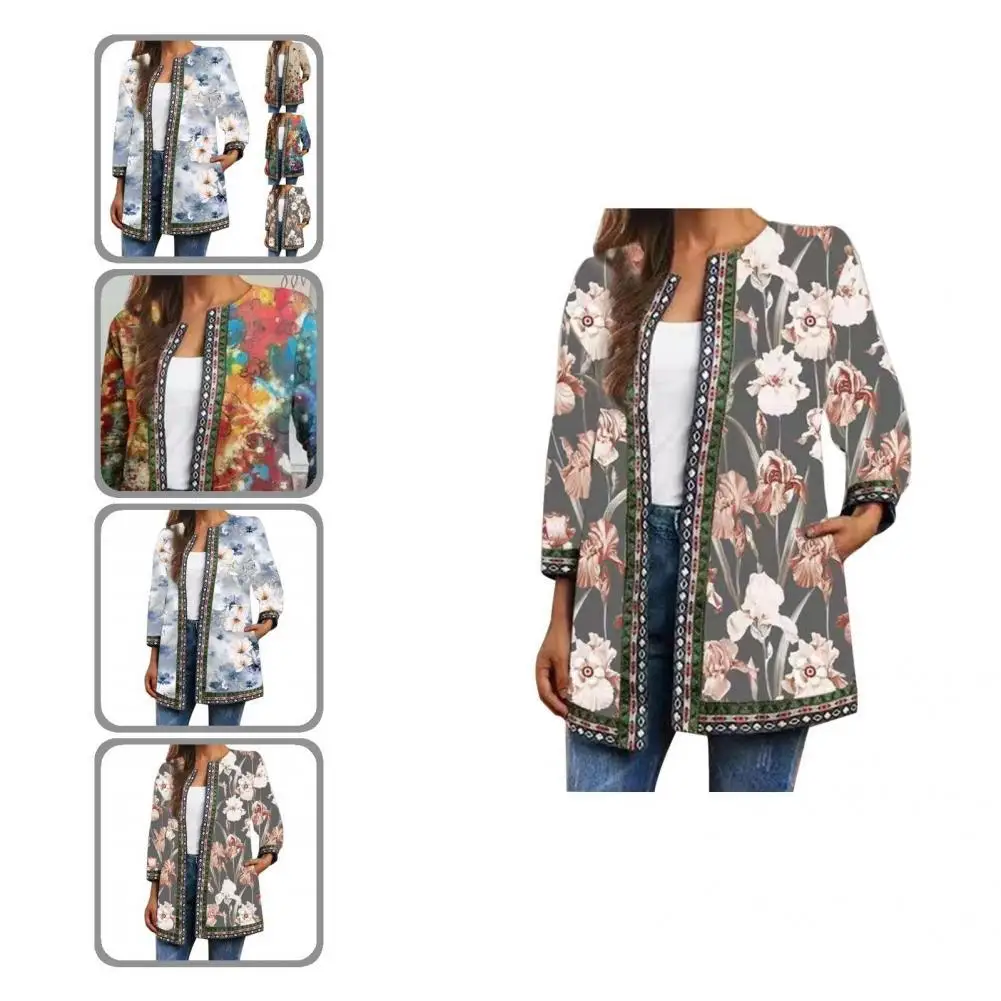 

Lady Temperament Loose-fitting Round Neck Coat Autumn Winter Coat Long Sleeve for Daily Wear