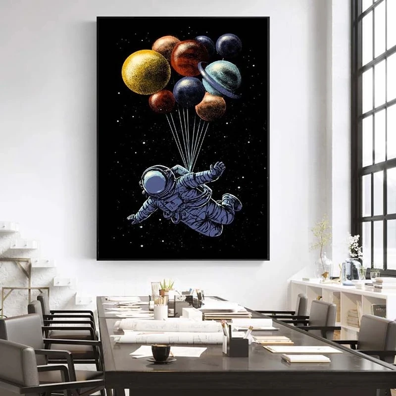 

Cartoon Art Ruimte Reiziger Poster Hd Prints Abstracte Astronaut Canvas Painting Wall Art Pictures Voor Kinderkamer Home Decor