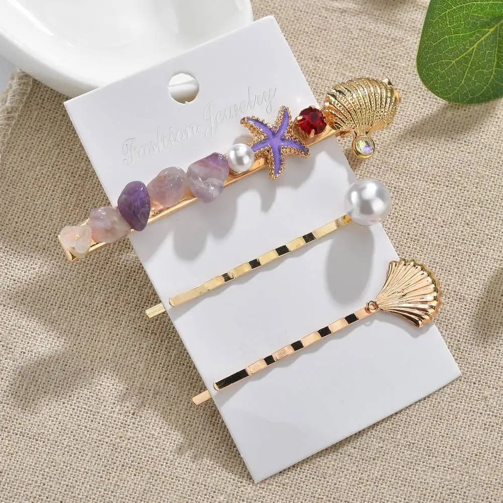 Модные заколки в виде ракушек стиле бохо для волос форме морской звезды ручной