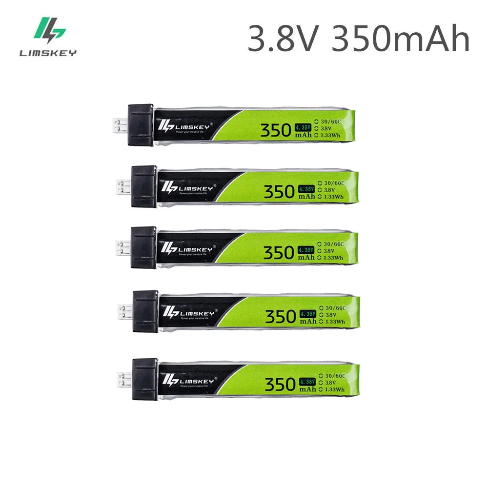 Аккумуляторы Limskey 350 мА · ч, 3,8 в, 30C/60C LiHV Lipo, 5 шт., штекер PH2.0 для UK65, US65, Blade Inductrix 65S, URUAV UR65 Drone
