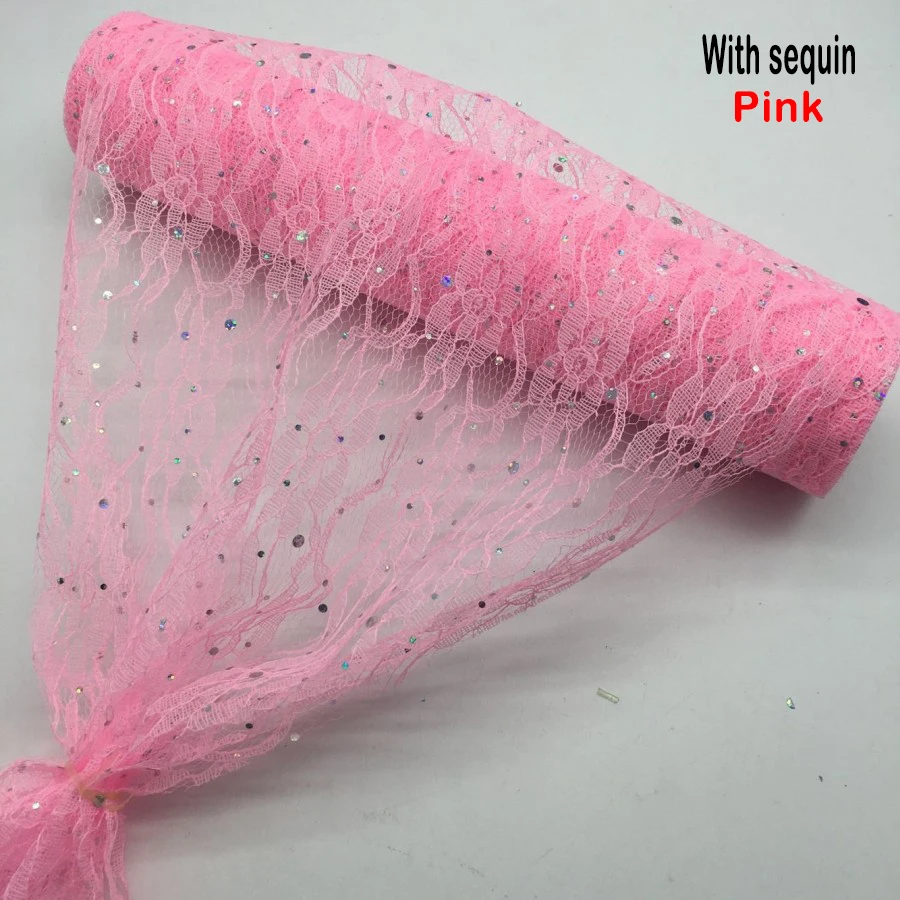 Sequin-Pink Рулон кружева органза катушка ткань ленты 30*910 см Сетка Ткань DIY свадебное мероприятие лента на стул для вечеринки лук настольная дорожка украшения - Цвет: Sequin-Pink