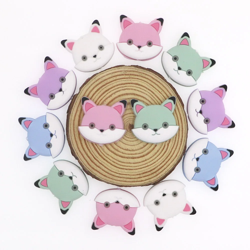 

Kovict 50/100pcs lot Cartoon Mini Fox Silicone Beads Baby Dummy Cartoon Pacifier Toy Accessories