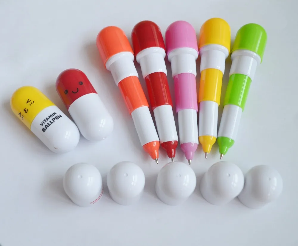 Promotional pill shape  retractable ballpoint pen 1c customized logo imprinting for addvertising