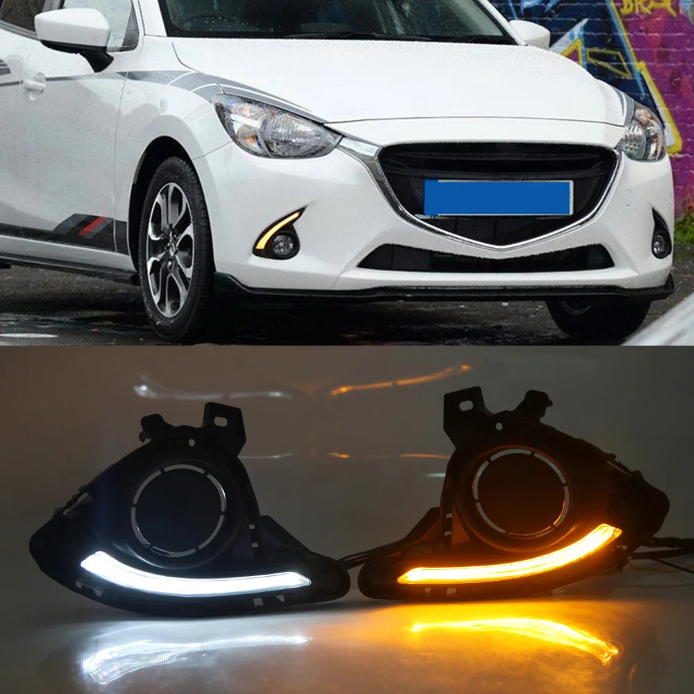 CSCSNL 1 пара для Mazda 2 Demio 2015 2016 2017 с желтым поворотным сигналом светодиодный дневные