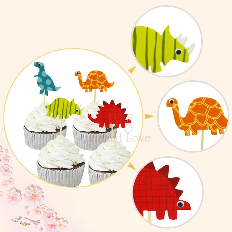 24 шт./лот динозавры мультфильм кекс pick Baby Shower вечерние торт дети день рождения украшения вечерние принадлежности
