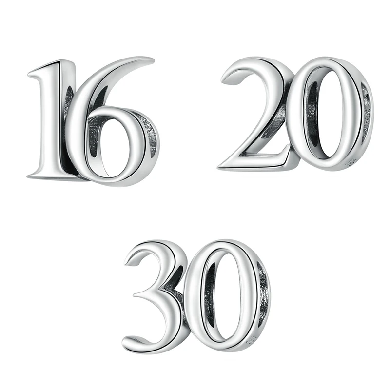 Lucky Number 16 20 30 оригинальный браслет из стерлингового серебра 925 пробы с бусинами