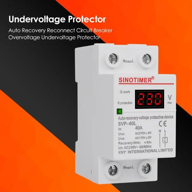 SVP-60L 50/60Hz 40A Self-реле сброса более Напряжение защита от перепада напряжения Выключатель дома Напряжение защита предметов первой необходимости - Цвет: SVP-60L