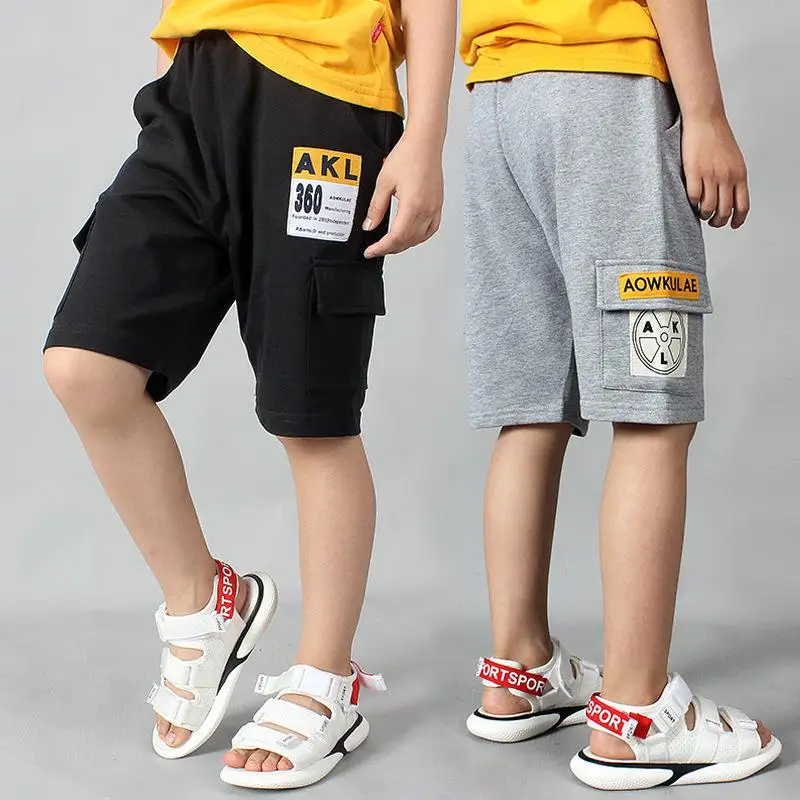 

Kids sports pants summer new cotton children's clothing big pocket casual student overalls girl baby boy clothes