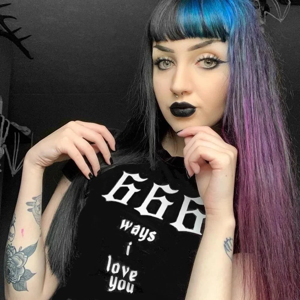 666 Готическая женская футболка с надписью I Love You|Футболки| |