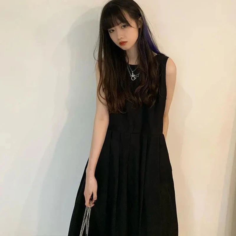 Женское платье на бретельках сплошная шикарная Ulzzang длиной до щиколотки