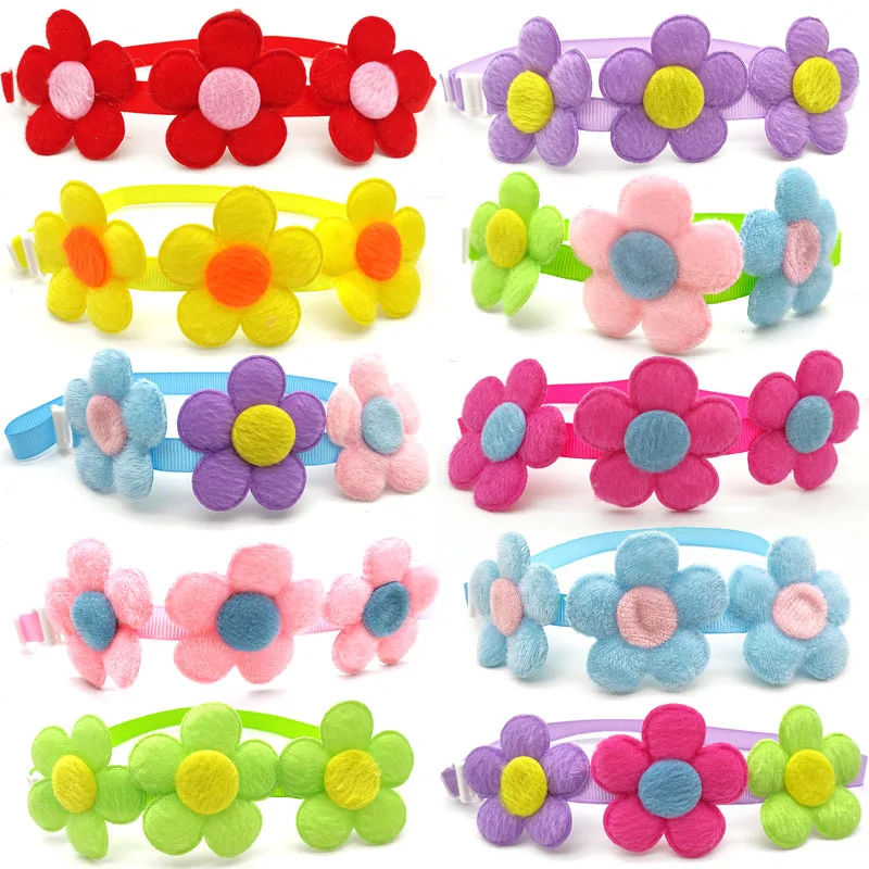 30/50 Pcs New Pets Dog Grooming Supplies Spring Flower Style Puppy Dog Collar Bow Ties Accessories Cute Dogs Bow Tie Necktie