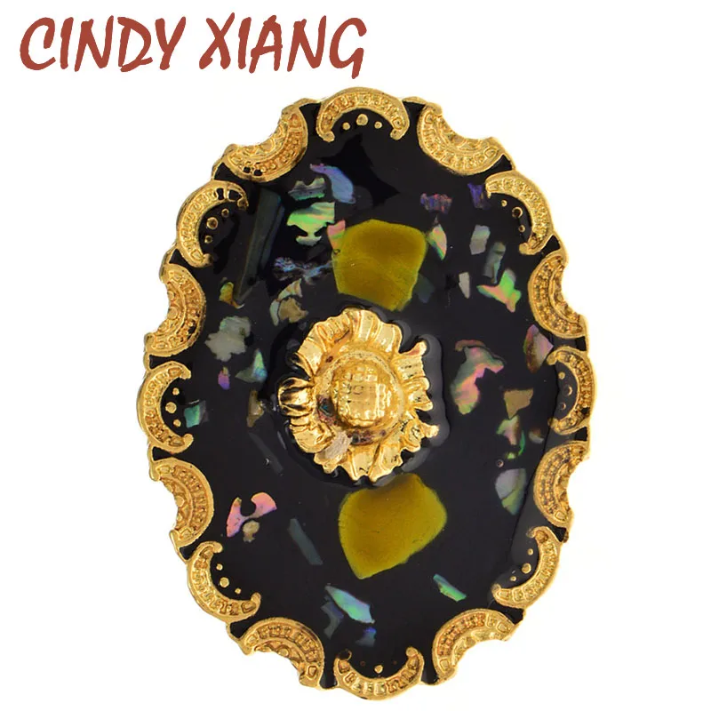 

CINDY XIANG New Baroque Enamel Relief Brooches Vintage Round Shape Oil Painting Style Brooch Pin for Women And Men Party Jewelry