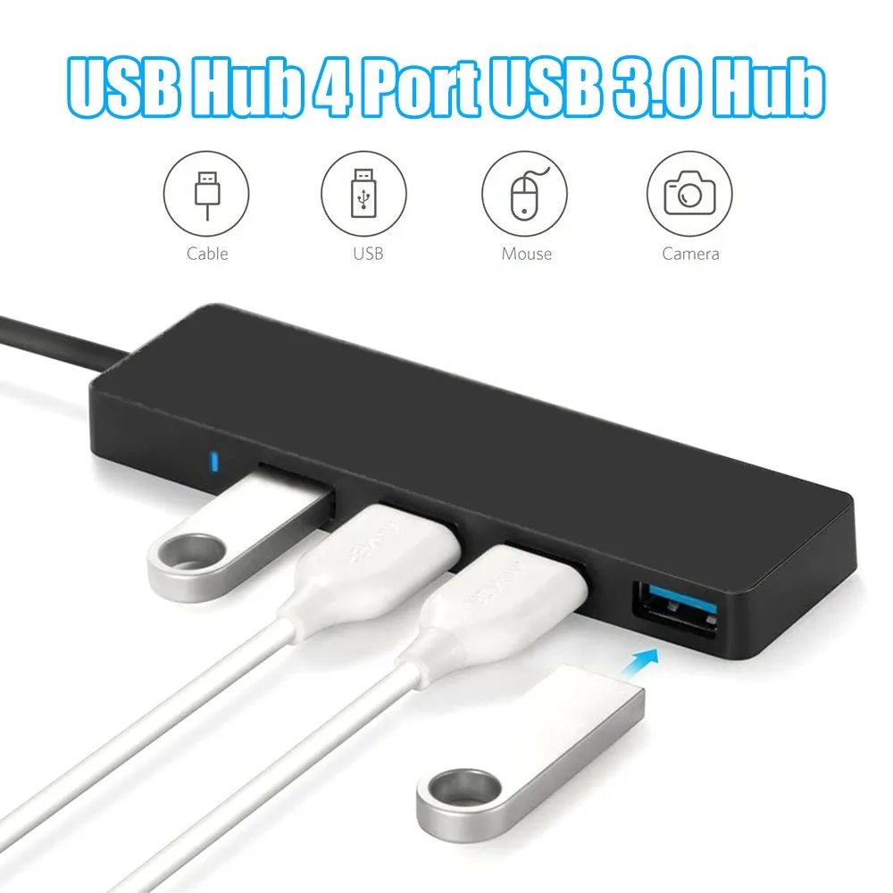 

Usb-хаб 4-портовый USB-концентратор 3,0, ультратонкий сверхсветильник USB-разветвитель с кабелем 30 см