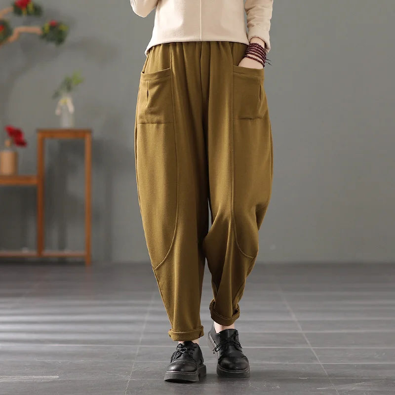 Художественные хлопковые спортивные шаровары в стиле ретро женские свободные