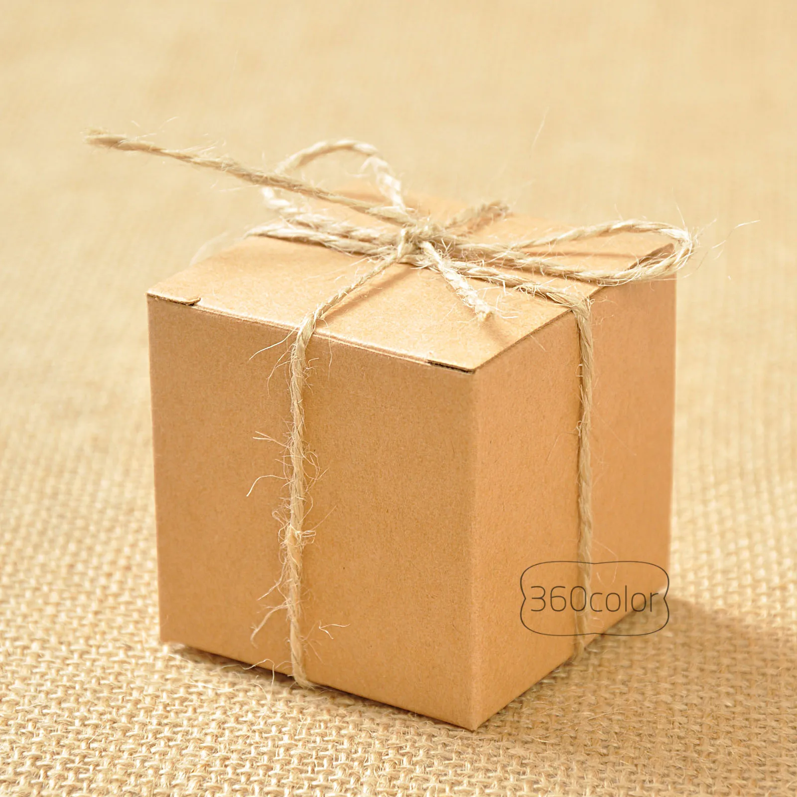 10 шт./лот квадратная коробка из крафт-бумаги с джутовым галстуком подарок