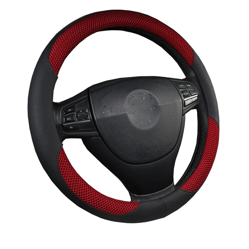

Car Steering Wheel Cover Sandwich Ice Silk Breathable 6 Colors to Choose Anti-slip For 37-38CM/14.5-15" M Size Steering Wheel