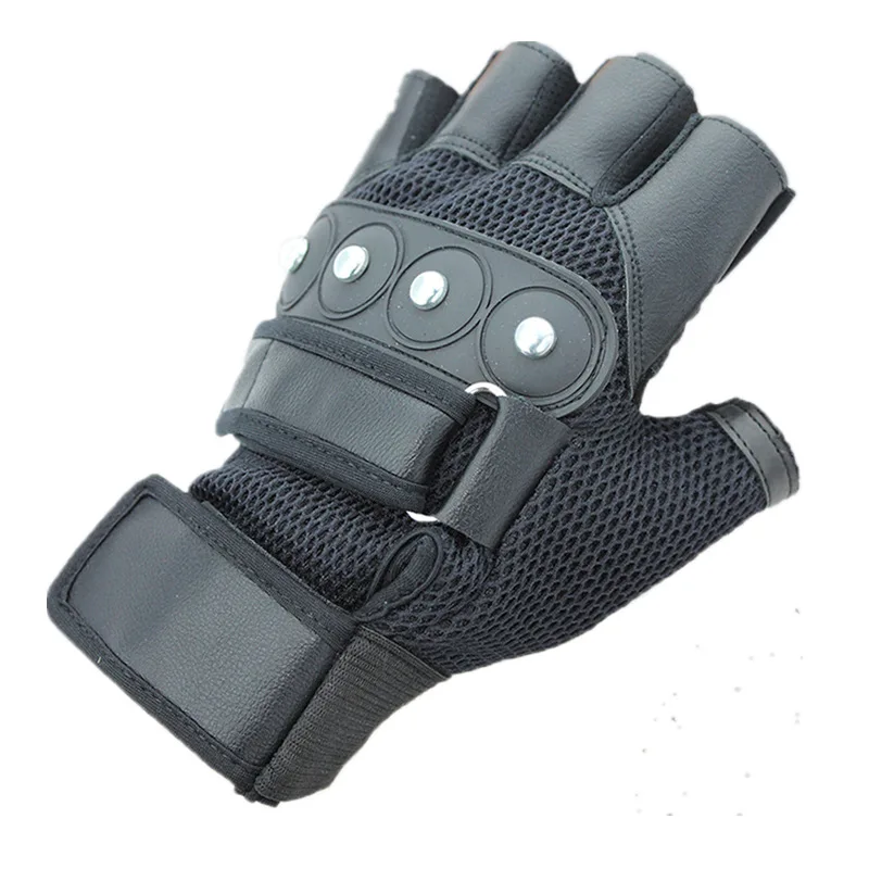 

Перчатки из искусственной кожи с открытыми пальцами, дышащие, впитывающие пот, сетчатые велосипедные перчатки, спортивные оранжевые Нескол...