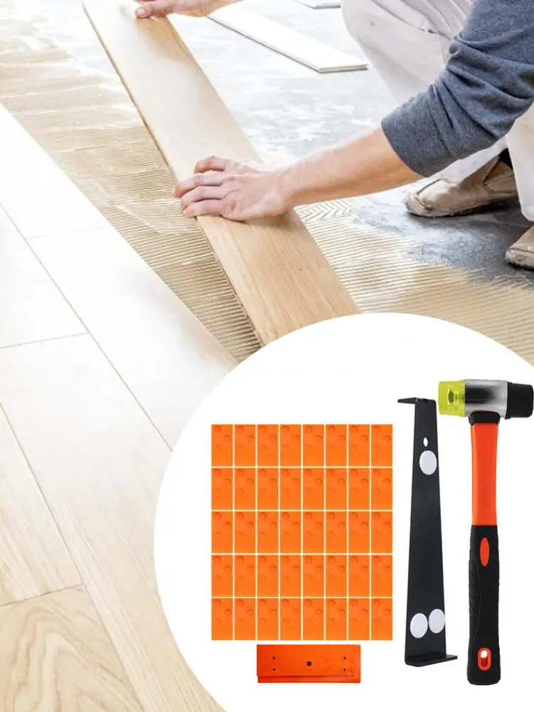 

Laminate Wood Flooring Installation Kit Include Double-faced Hammer Duty Pull Bar Durable Rubber Tapping Block 40 Wedge Spacers