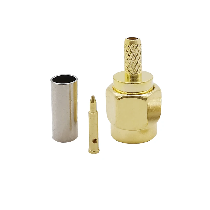 Позолоченный медный разъем SMA обжимной для припоя радиочастотный коаксиальный