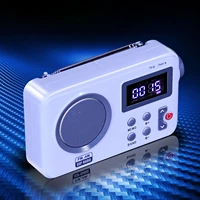 rotatable antenna 2021portable fmam radio output time display alarm clock external 2 band digital radio receiver 3 5mm earphone