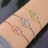 juwang fashion diy chain bracelets for women girl gifts cubic zirconia fatima hamasa hand copper charm link bracelet jewelry