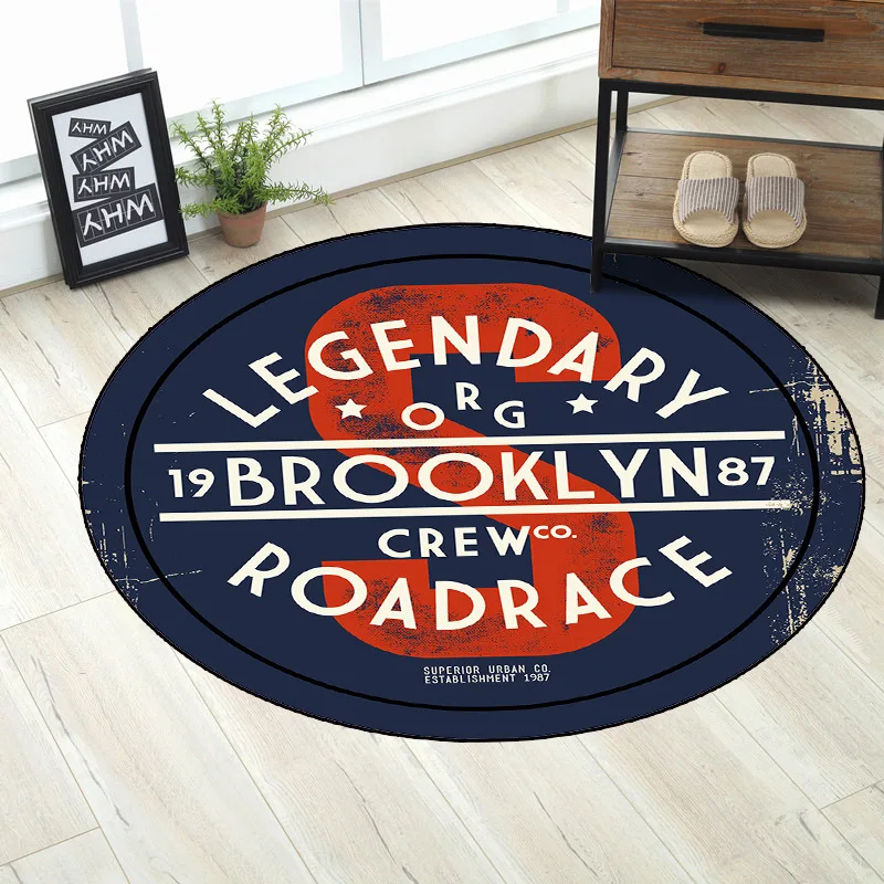 

Fashion Music Carpet Round Guitar Rugs Industrial Style Area Rug Retro Bedroom Decoration Big Circle Rugs Living Room Floor Mat