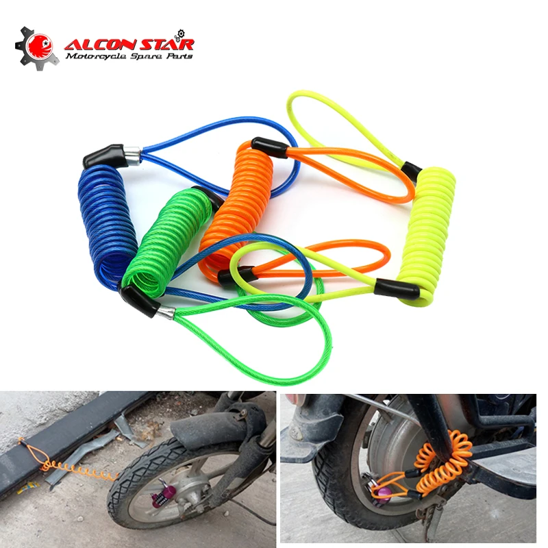 Alconstar - Motorcycle Spring Cable Lock Anti-Theft Rope Alarm Disc Bicycle Security Reminder Theft Protection | Автомобили и