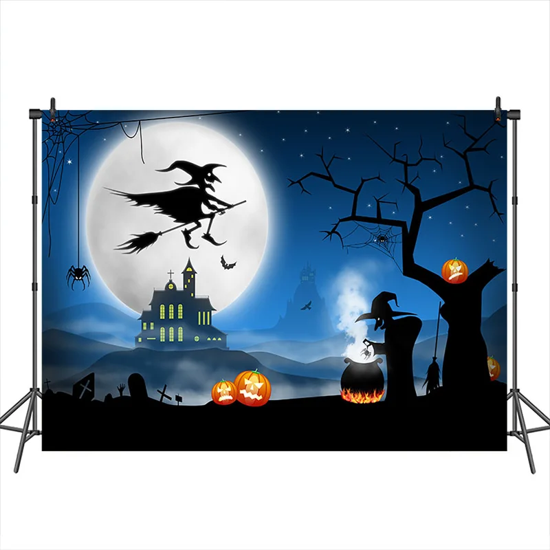 Neoback Хэллоуин фон для фотосъемки ведьма кладбище замок баннер украшение