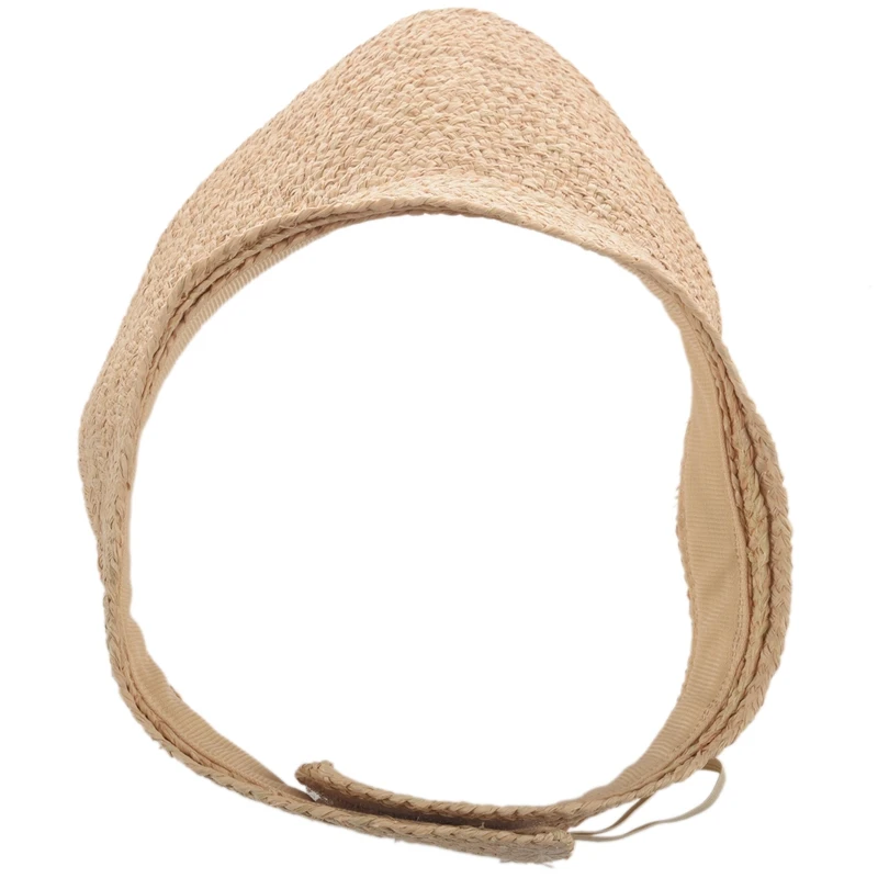 

Ladies Anti-Uv Roll Up Sun Visor Hat Women Straw Raffia Sun Visor Caps