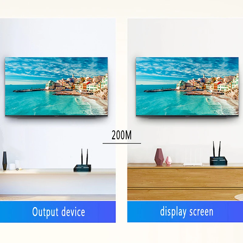 Беспроводной удлинитель HDMI 200M 2 4G/Φ 1080P комплект приемника передатчика TCP/IP