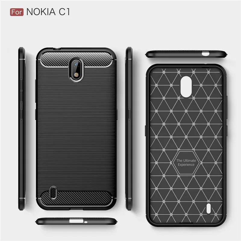 Мягкий силиконовый карбоновый чехол для Nokia C1 7 2 6 3 1 5 противоударный защитный