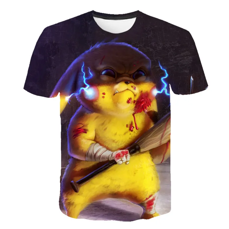 Футболка с 3D принтом pokemon Pikachu, мужские и женские топы, забавные летние свободные футболки с рукавами, большие размеры, S-6XL, новинка