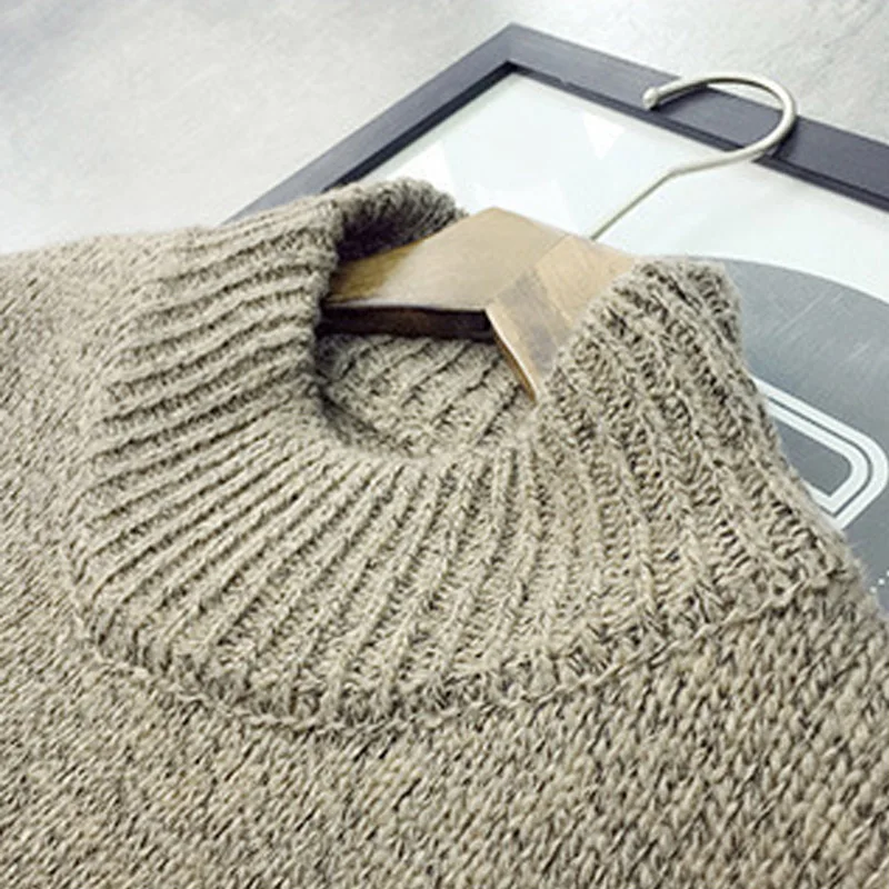 Зимняя одежда для девочек вязаный свитер пальто с длинным рукавом и круглым