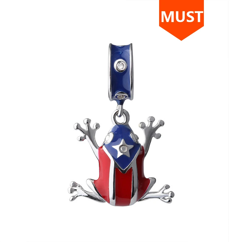 Подвеска в виде лягушки из красной и синей эмали SG шармы милых животных серебро 925