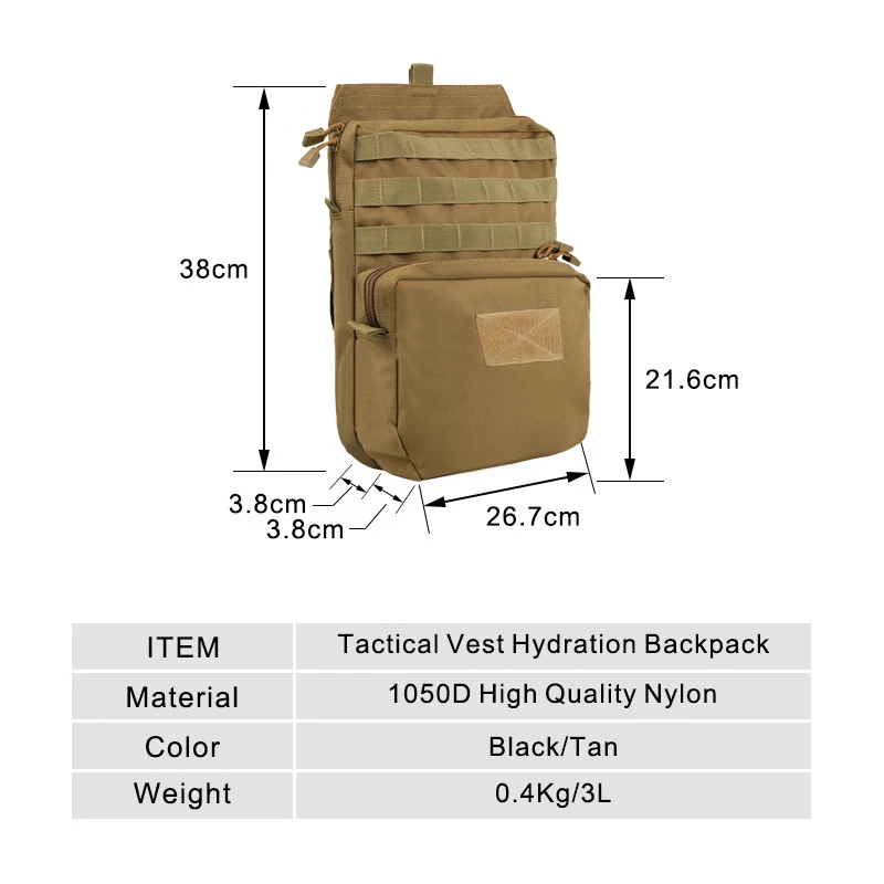 Тактический 3L гидратационный мешок 1050D тесьма Molle жилет сумка для воды прочный мешок пакет для охоты пешего туризма скалолазания