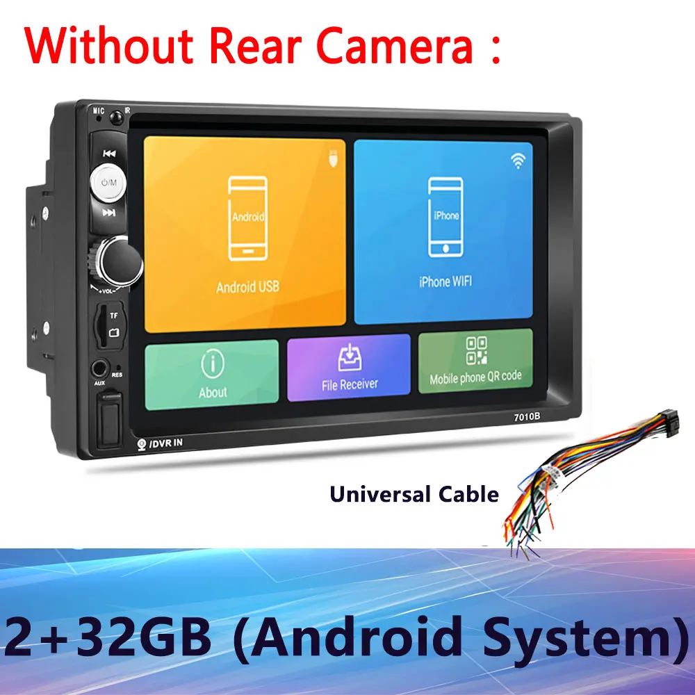 Podofo Android 2 din 2+ 32GB Автомагнитола " Авторадио мультимедийный плеер gps навигация Bluetooth wifi Mirrorlink 2 Din аудио стерео - Цвет: Without Rear Camera