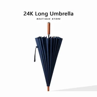 luxury 24k long umbrella business men windproof wooden handle big golf umbrella outdoor high quality travel straight umbrellas