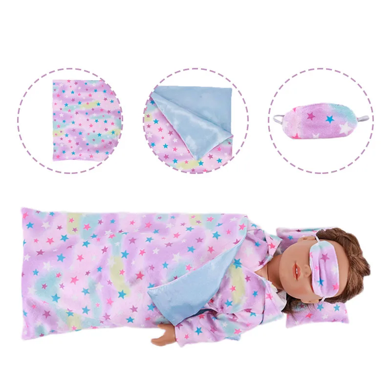 6 шт. кукла спальный мешок халаты комбинезоны единорог куртка ветровка подушка