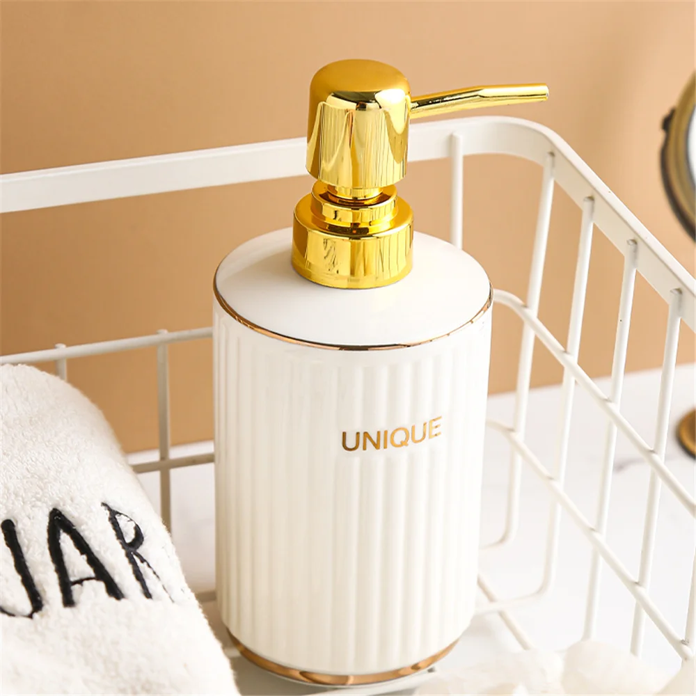 

Light Luxury 400ml Soap Dispenser Bathroom Ceramic Hand Sanitizer Sub-bottling Shower Gel Shampoo Bottle Replace Empty Bottles