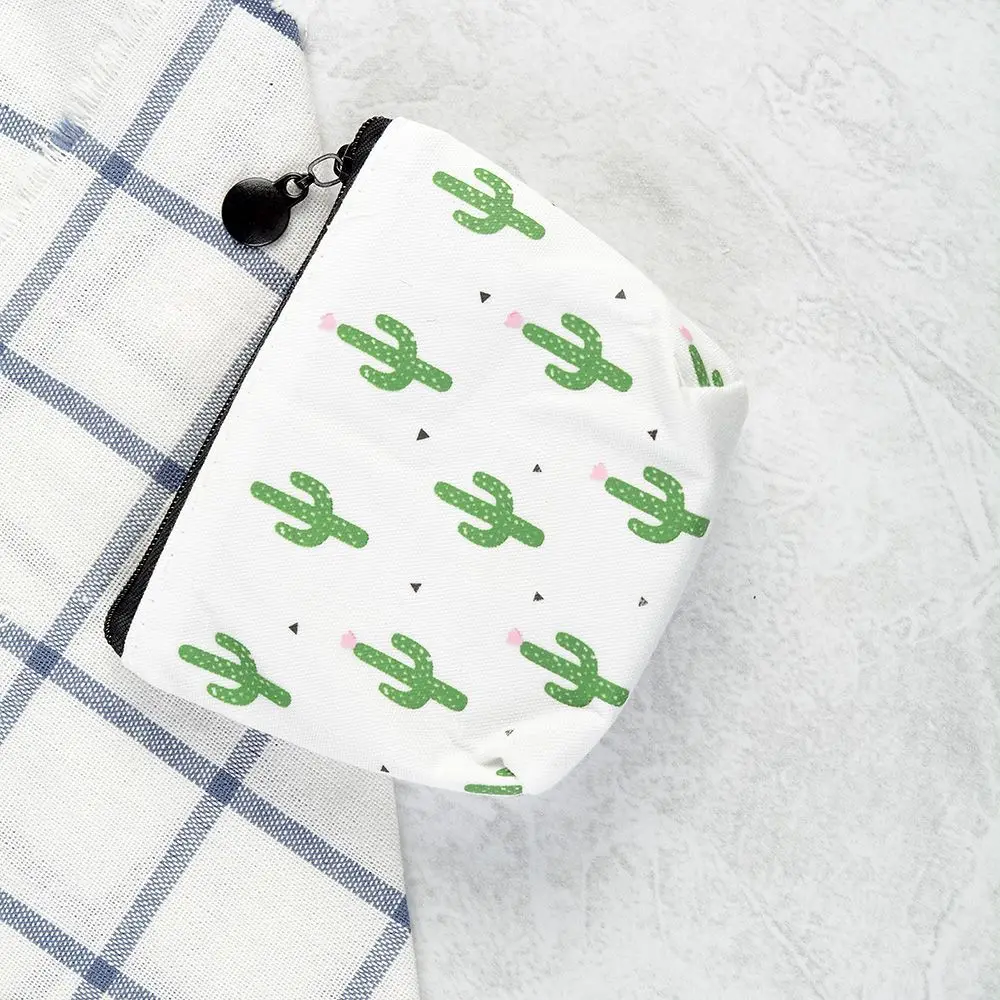 Холщовый кошелек для мелочи в стиле ретро с изображением кактуса маленький сумка