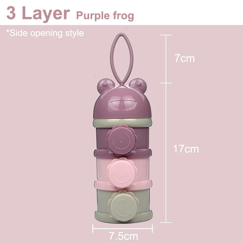 Фиолетовый 3Layer Easy Style Portable Baby Food Storage Box Toddle Kid Formula Baby Milk Container Essential Cereal Cartoon Milk Powder Box - Цвет: Фиолетовый