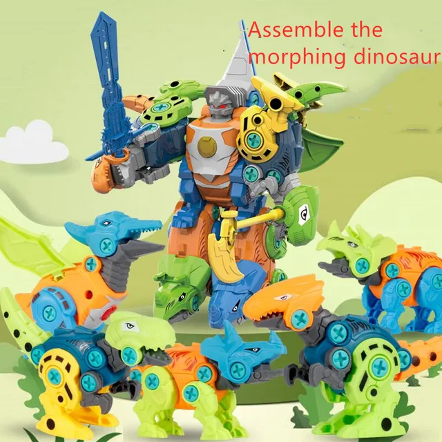 New Puzzle Assembled Tyrannosaurus Model Fit Transform Dinosaur Robot Toy For Kids Dinosaur Toys Gift 6
