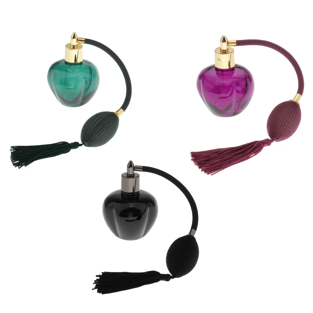 

100ml Empty Glass Perfume Bottle Long Bulb Tassel Spray Atomizer 3 Colors